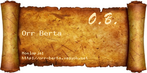 Orr Berta névjegykártya